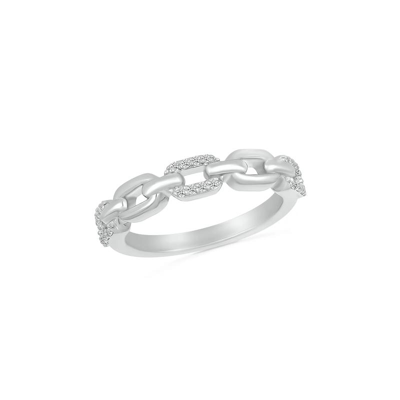 Diamond Chain Link Band in Sterling Silver &#40;1/8 ct. tw.&#41; – Image 4 of 5