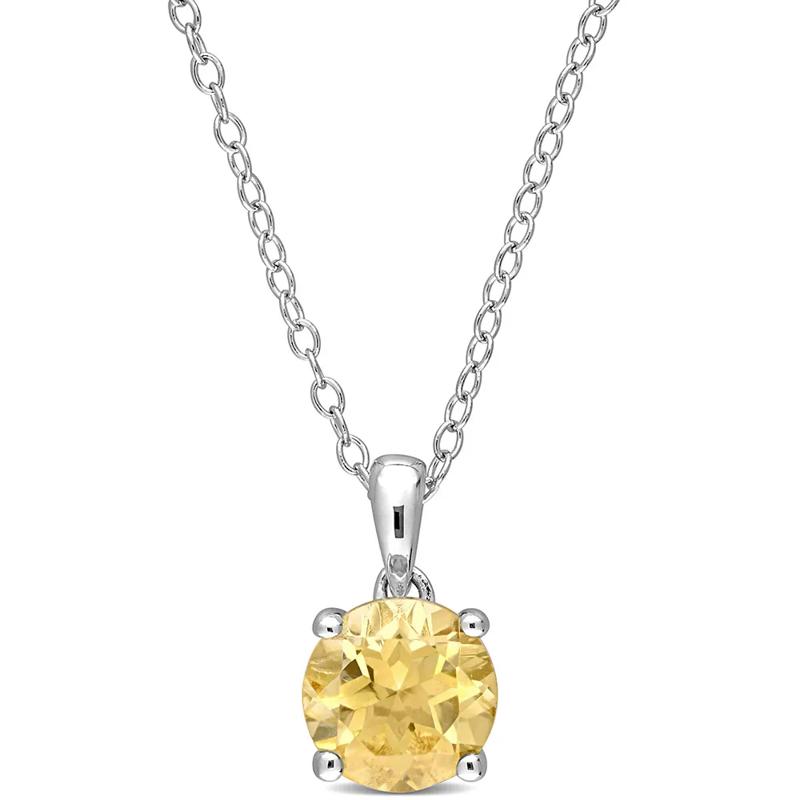Citrine Solitaire Pendant in Sterling Silver  – Image 1 of 4