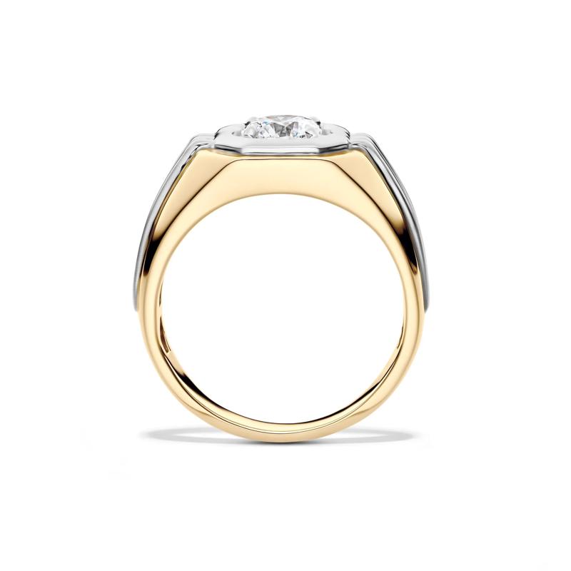 Men&#39;s Lab Grown Diamond Solitaire Band in 10K Yellow and White Gold &#40;1 ct. tw.&#41; – Image 2 of 3
