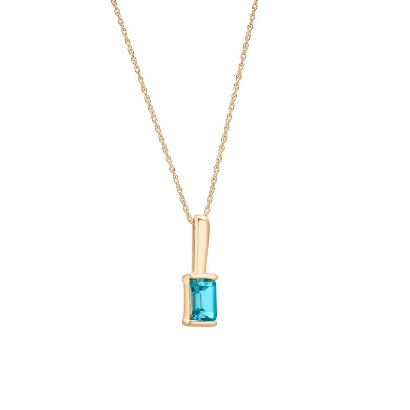 Blue Topaz Pendant in 10K Yellow Gold – Image 4 of 4