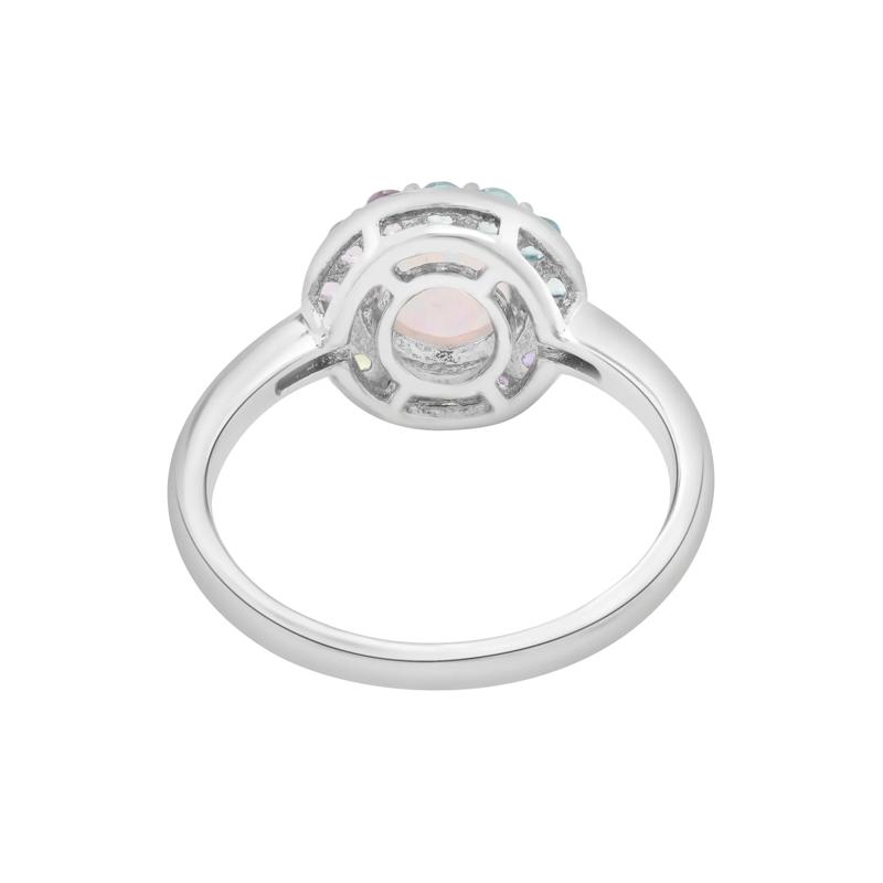 Lab-Created Opal and Multi-Gemstone Halo Ring in Sterling Silver – Image 4 of 5