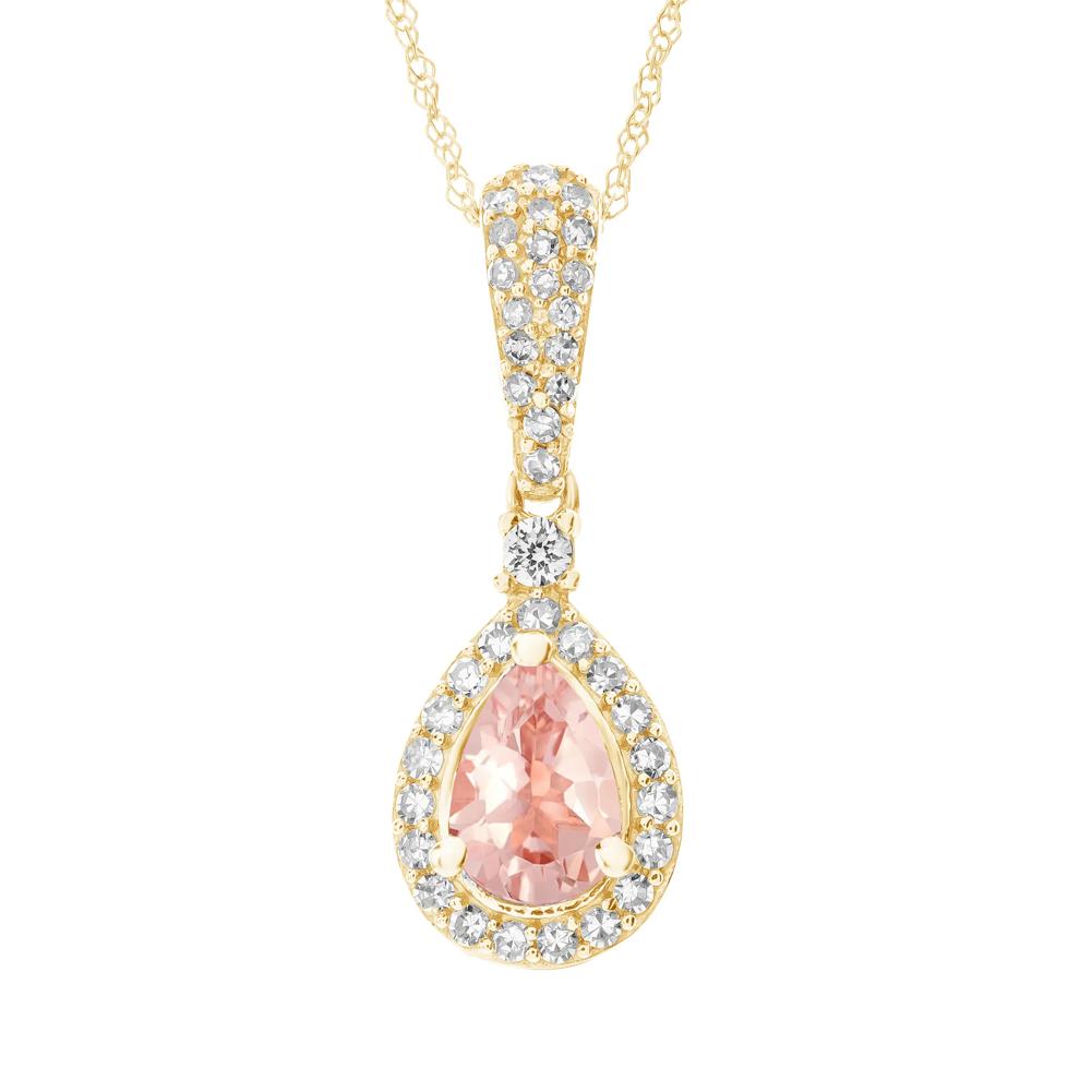 Morganite and Diamond Pendant in 10K Yellow Gold (1/5 ct. tw.) – Image 1 of 3