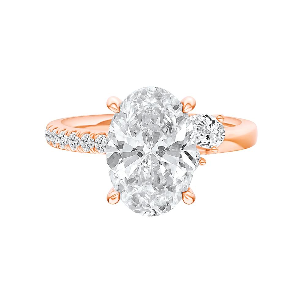 Ella Lab Grown Diamond Oval Center Engagement Ring in 14K Rose Gold (3 1/3 ct. tw.) – Image 1 of 5