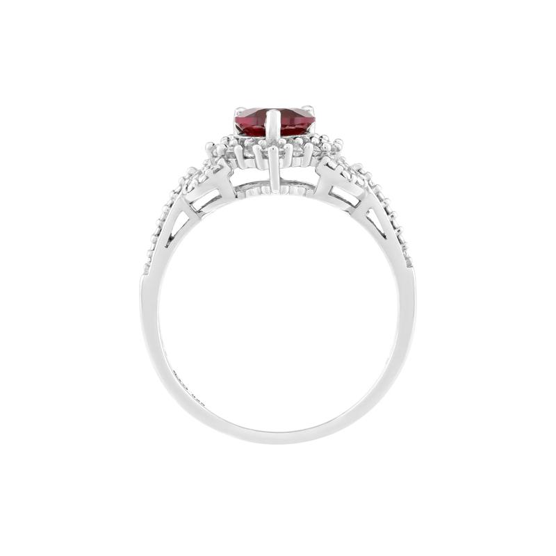 Lab-Created Ruby and Lab-Created White Sapphire Heart Ring in Sterling Silver – Image 2 of 3