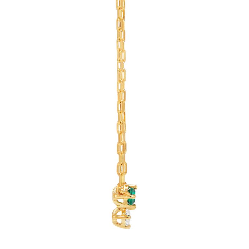 Lab Grown Diamond Accent and Lab-Created Emerald Necklace in 10K Yellow Gold – Image 2 of 3