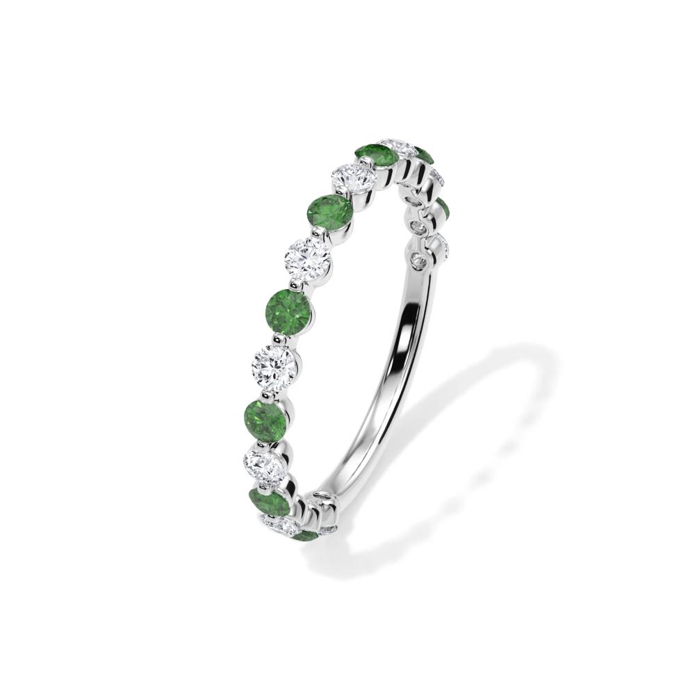 Lab Grown Diamond  &amp; Lab-Created Emerald Half Eternity Anniversary Band in Platinum (1/3 ct. tw.) – Image 4 of 4