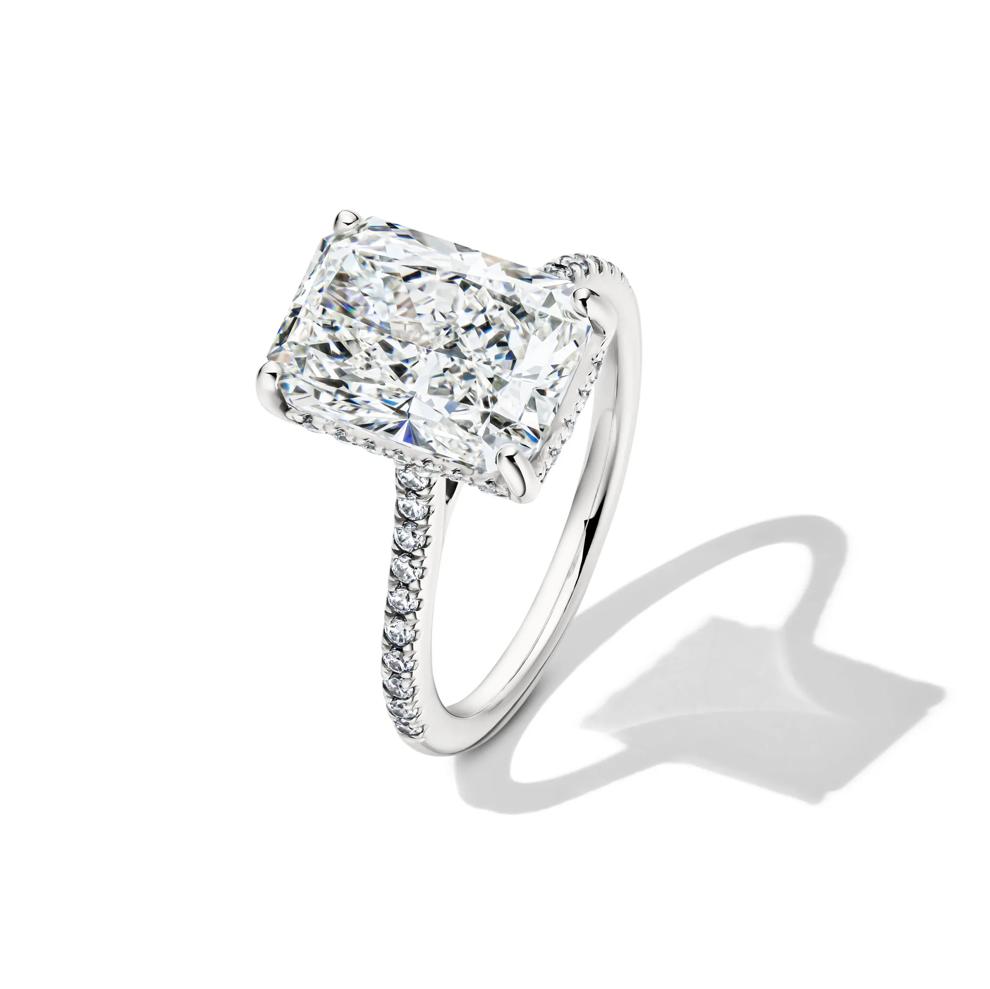 Lab Grown Radiant-Cut Engagement Ring in 14K White Gold (5 1/3 ct. tw.) – Image 4 of 4