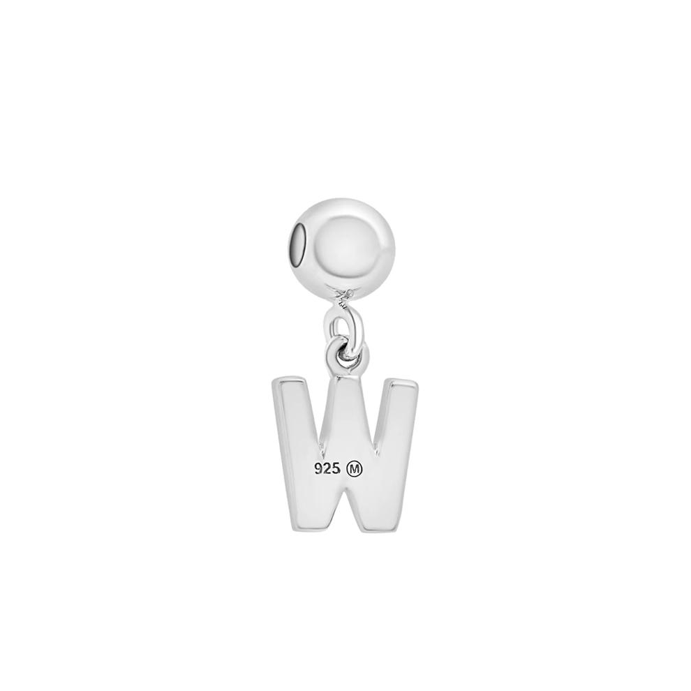 Diamond Accent W Initial Bead Charm in Sterling Silver – Image 3 of 3