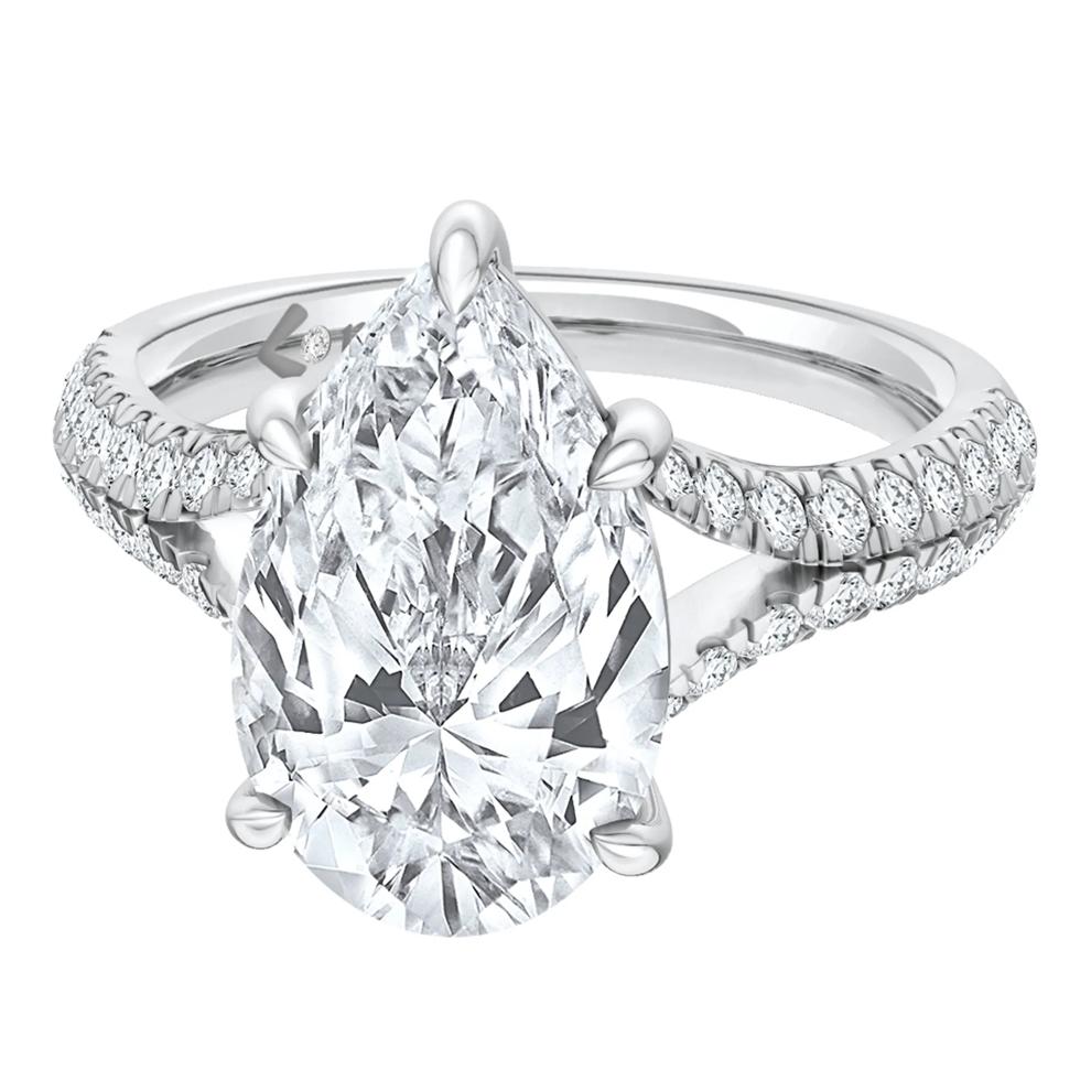 Zoe Lab Grown Diamond Pear-Shaped &amp; Round Engagement Ring in 14K White Gold (4 1/2 ct. tw.) – Image 2 of 5