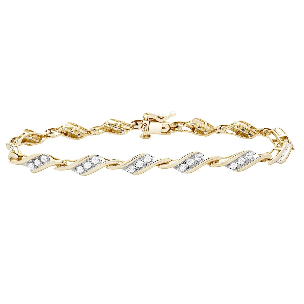 Diamond Bracelet with Bypass Links in 10K Yellow Gold (1 ct. tw.) – Image 1 of 1