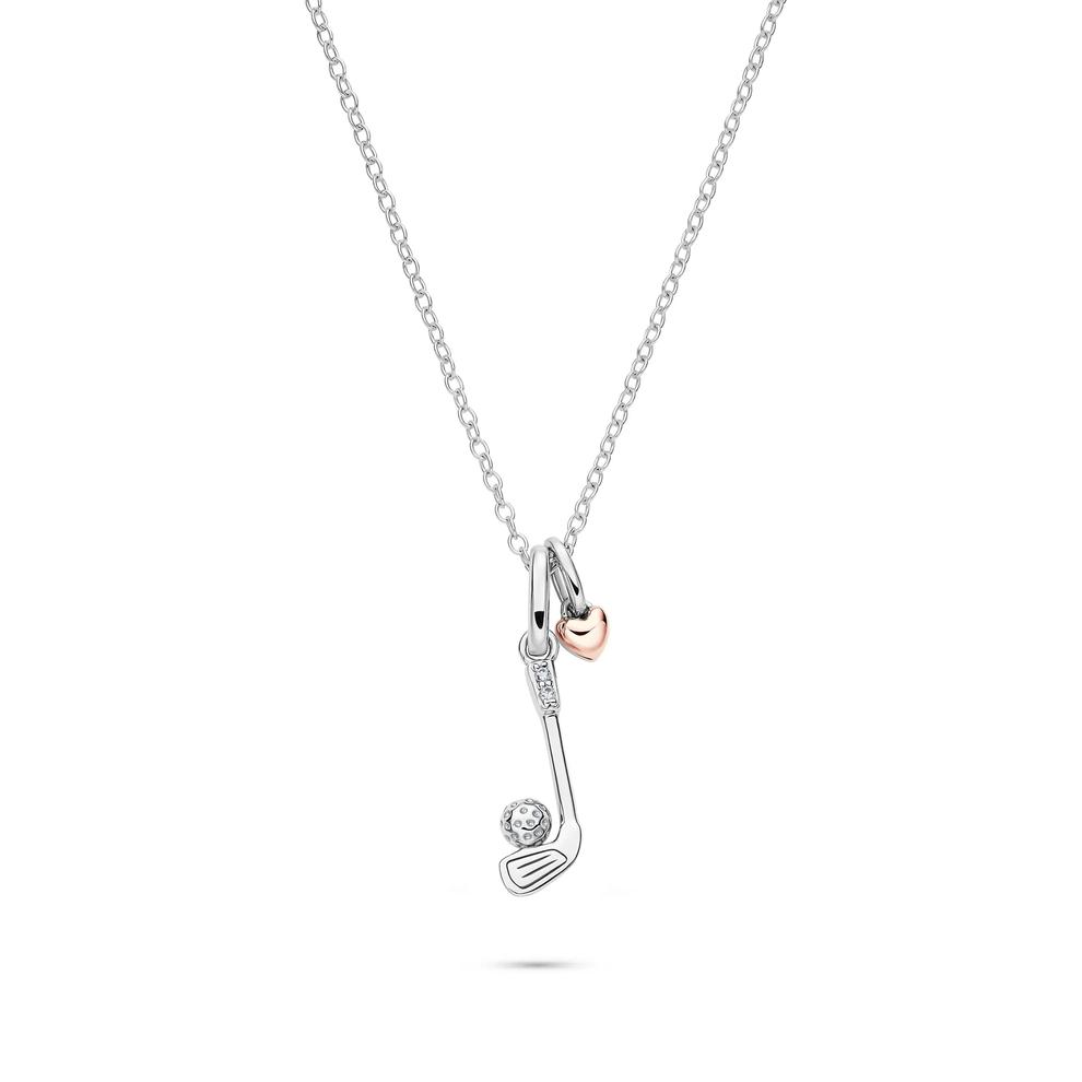 Lab Grown Diamond Accent Golf Club Pendant in Sterling Silver &amp; 10K Rose Gold – Image 1 of 5