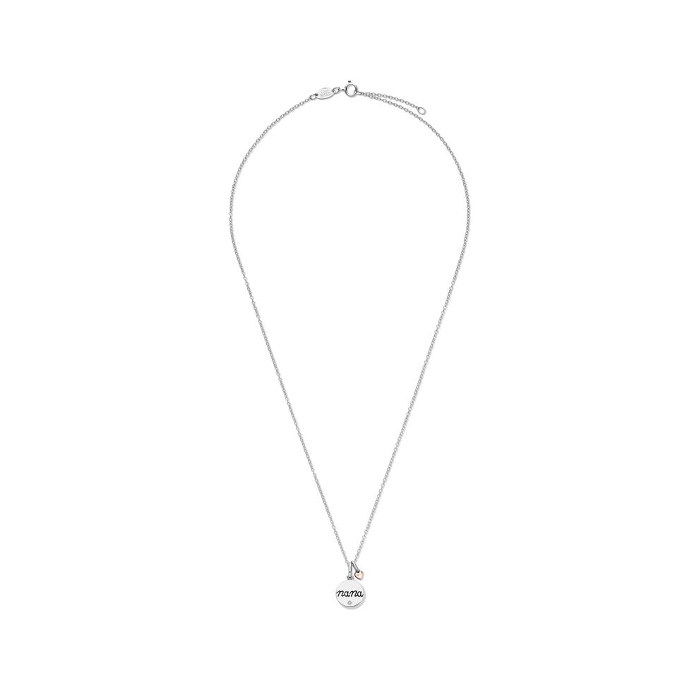 Lab Grown Diamond Accent Nana Disc Pendant in Sterling Silver &amp; 10K Rose Gold – Image 3 of 5