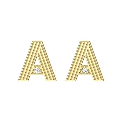 Initial Earring with Diamond Accent
