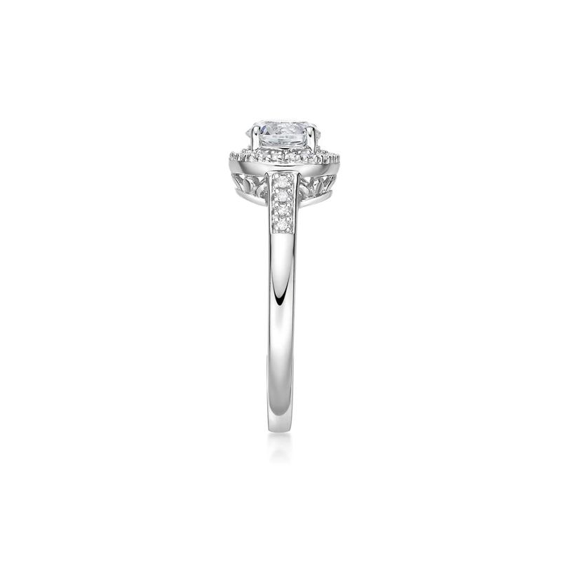 Lab Created White Sapphire &amp; 1/8 ct. tw. Diamond Ring in Sterling Silver – Image 3 of 3