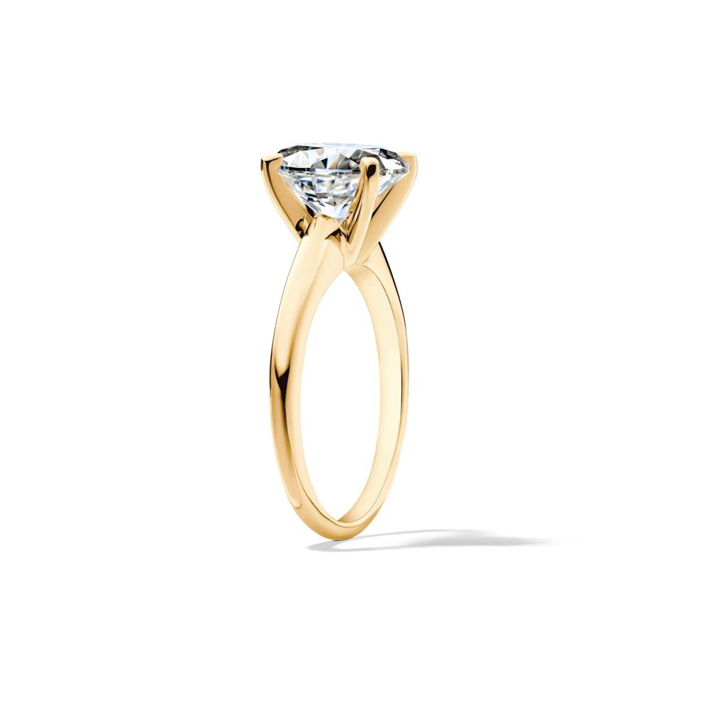 Lab-Created Moissanite Oval Solitaire Ring in 10K Yellow Gold (2 ct. dew) – Image 3 of 4