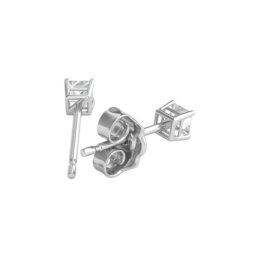 Diamond Princess-Cut Solitaire Stud Earrings in 14K White Gold (1/3 ct. tw.) – Image 3 of 4