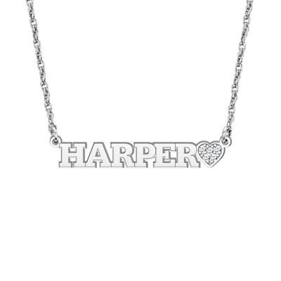Personalized Diamond Accent Block Necklace