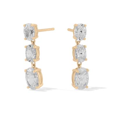 Lab Grown Diamond Graduated Three-Stone Drop Earrings in 10K Yellow Gold (2 ct. tw.)