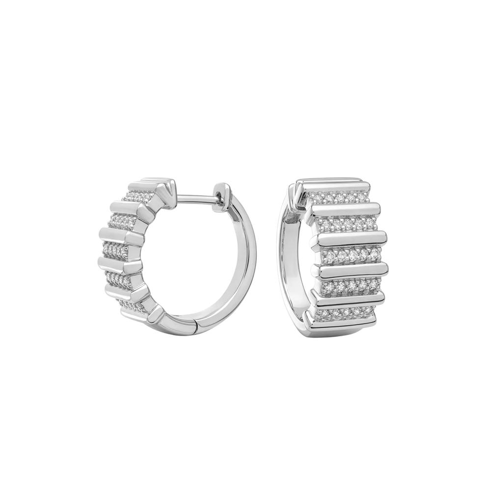 Diamond Hoop Earrings in Sterling Silver (1/4 ct. tw.) – Image 1 of 2
