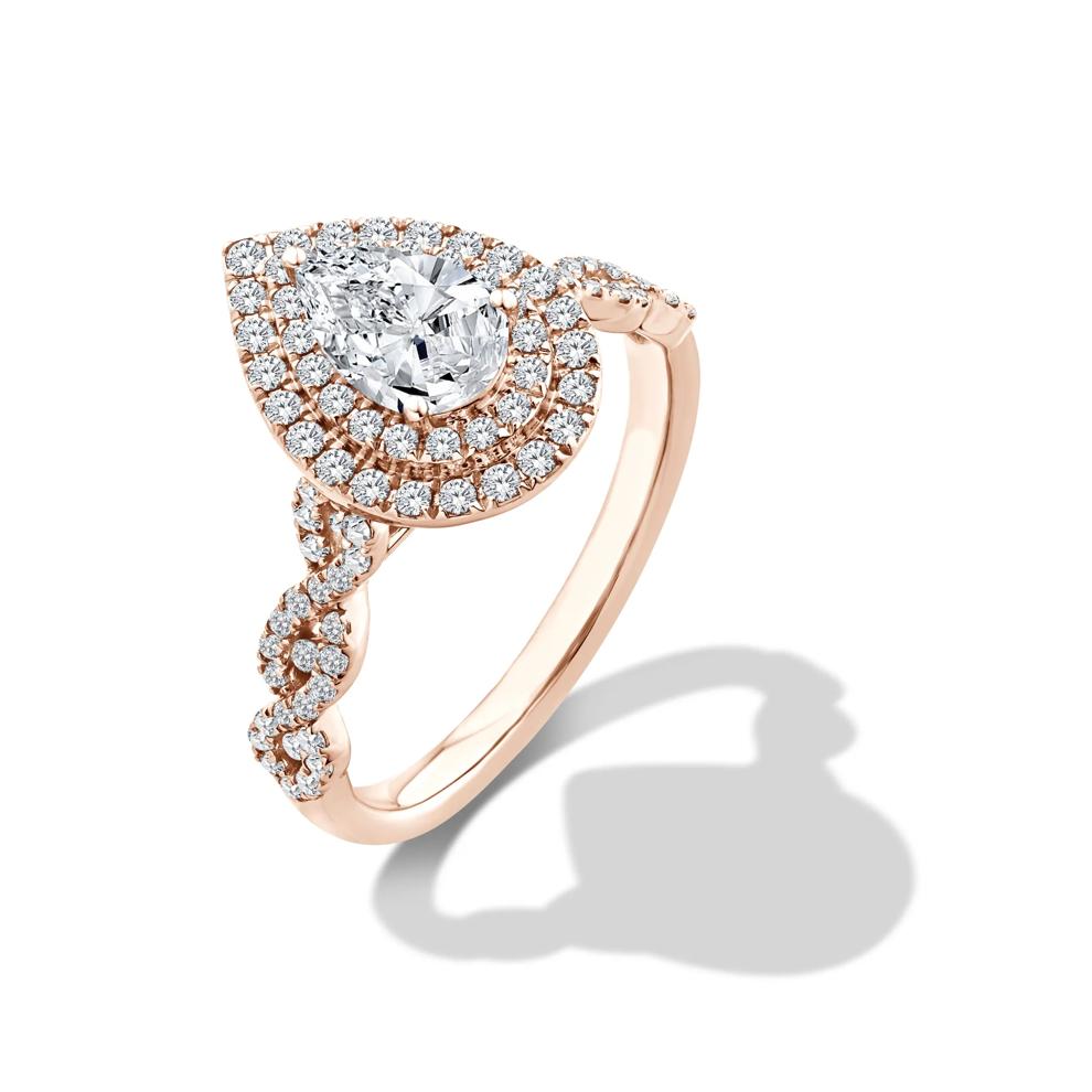 Lab Grown Diamond Pear-Shaped Center Halo Engagement Ring in 10K Rose Gold (1 1/5 ct. tw.) – Image 4 of 4