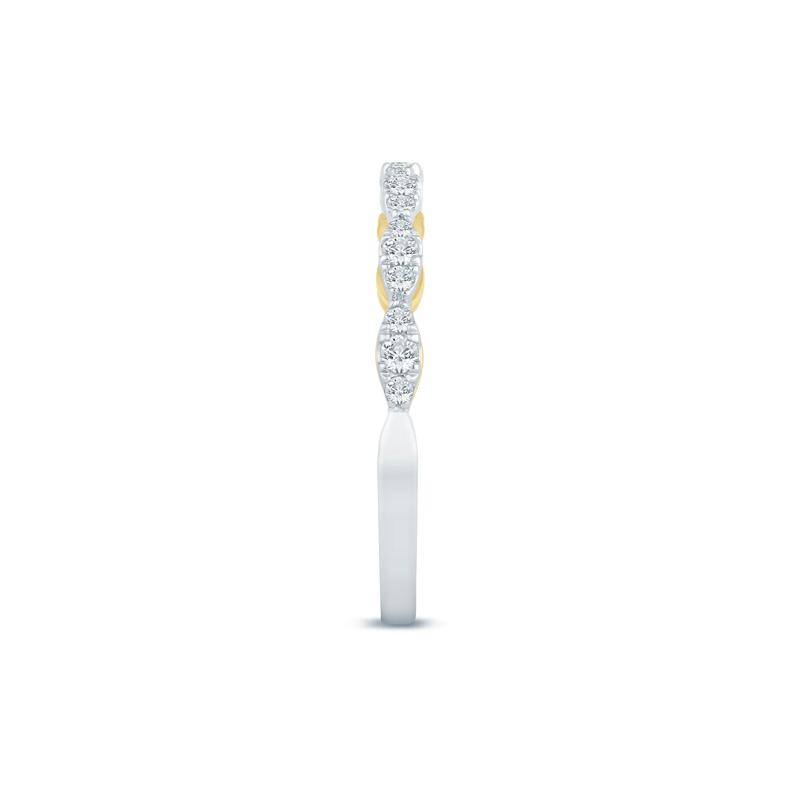 Lab Grown Diamond Scalloped Wedding Band in 14K White &amp; Yellow Gold &#40;1/3 ct. tw.&#41; – Image 3 of 3