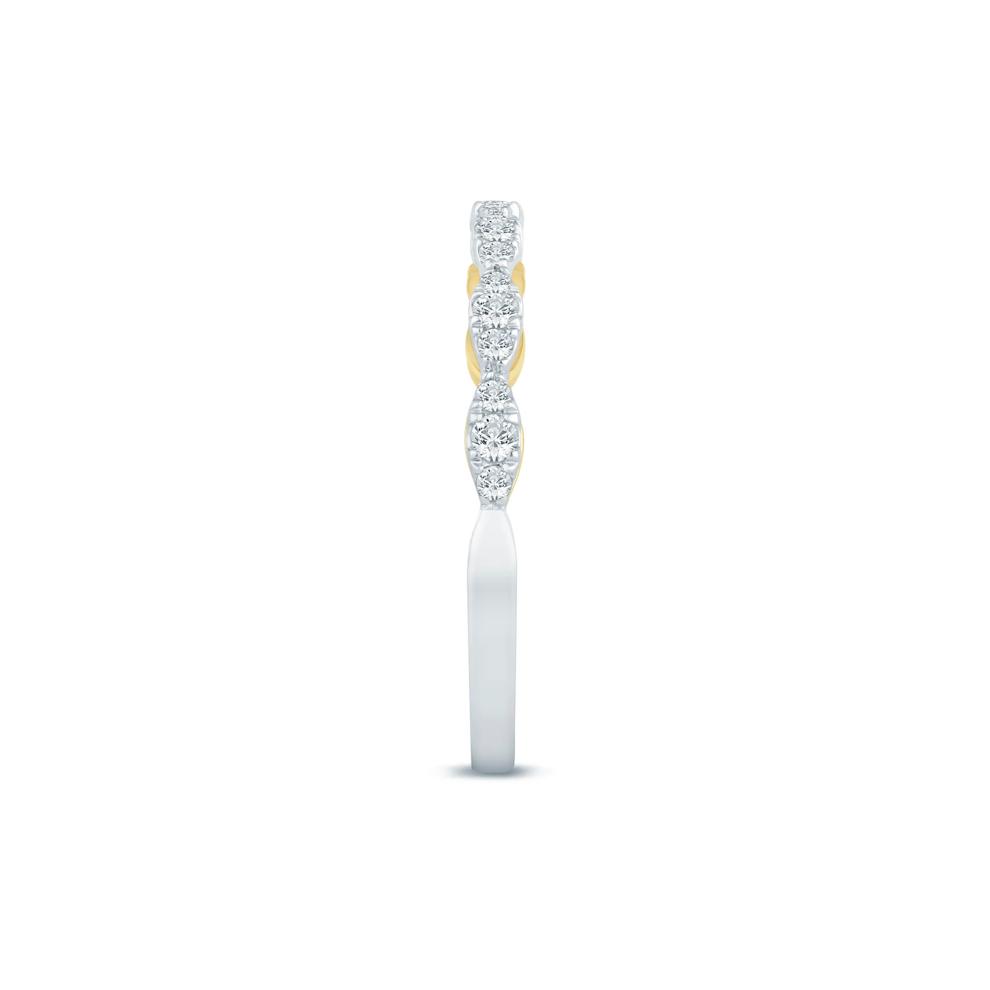 Lab Grown Diamond Scalloped Wedding Band in 14K White &amp; Yellow Gold (1/3 ct. tw.) – Image 3 of 3