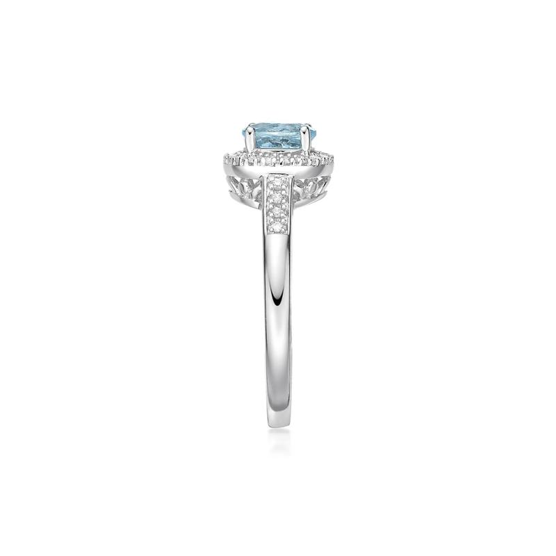 Aquamarine &amp; 1/8 ct. tw. Diamond Ring in Sterling Silver – Image 3 of 3