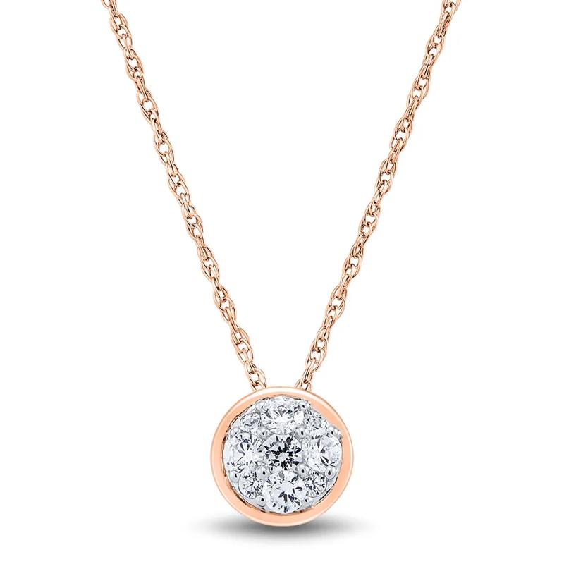 Lab Grown Diamond Necklace with Bezel Setting in 10K Rose Gold &#40;1/3 ct. tw.&#41; – Image 1 of 3