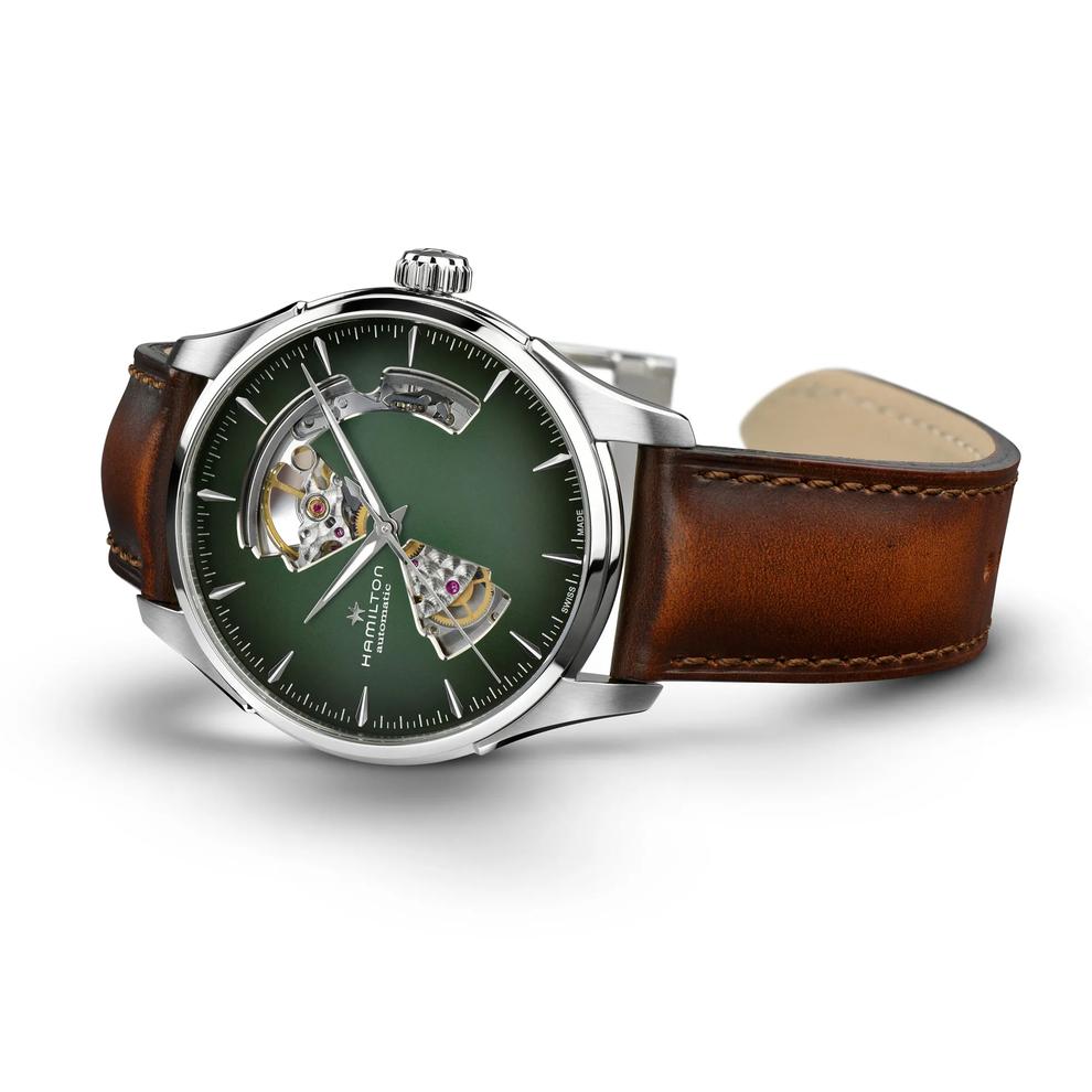 Jazzmaster Open Heart Auto Watch with Brown Leather Strap – Image 2 of 3