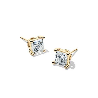 Lab Grown Diamond Princess-Cut Martini Stud Earrings in 14K Yellow Gold (2 ct. tw.)