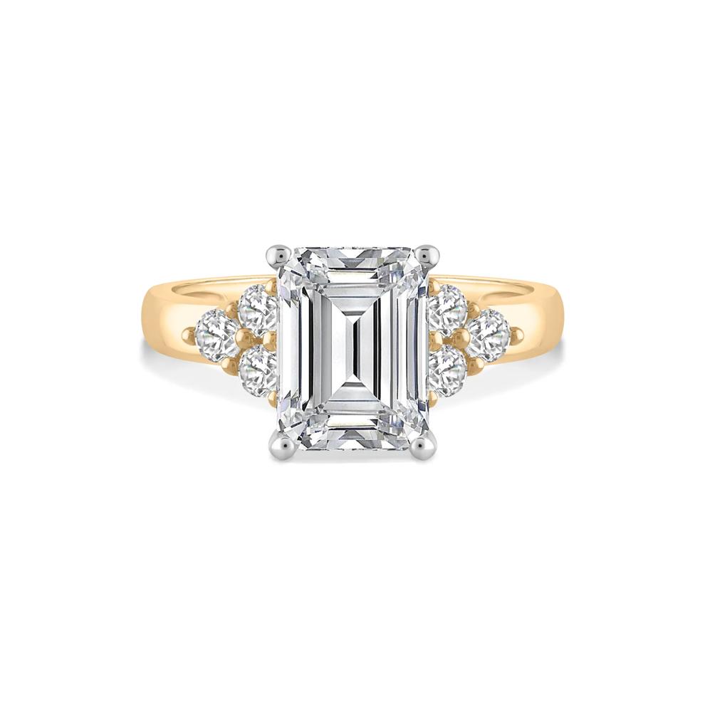 Lab Grown Diamond Emerald-Cut Engagement Ring in 14K Yellow &amp; White Gold (3 1/2 ct. tw.) – Image 1 of 4