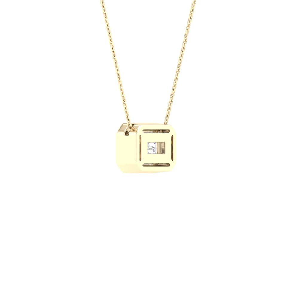 Lab Grown Diamond Emerald-Cut Solitaire Bezel Pendant in 10K Yellow Gold (1 ct. tw.) – Image 4 of 5