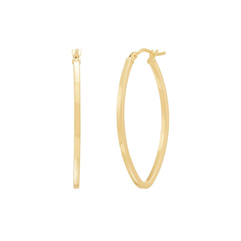 Pinched Oval Hoop Earrings in 14K Yellow Gold – Image 1 of 1