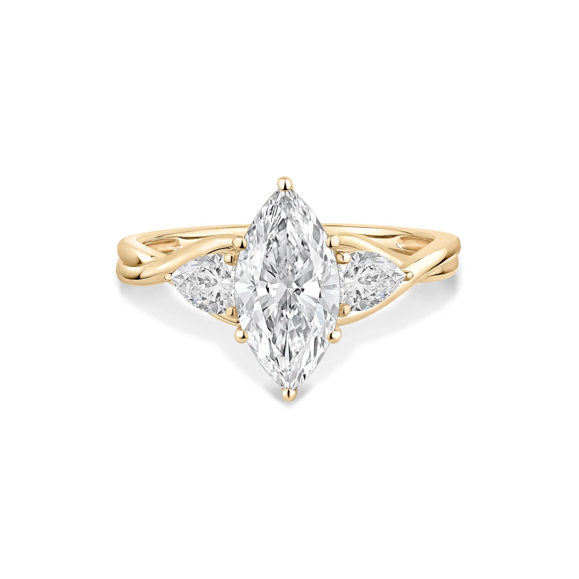 Lab Grown Diamond Marquise Engagement Ring in 14K Yellow Gold