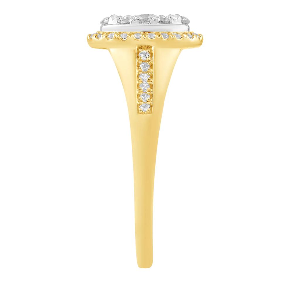 Diamond Oval Halo Composite Engagement Ring in 10K Yellow &amp; White Gold (5/8 ct. tw.) – Image 3 of 3