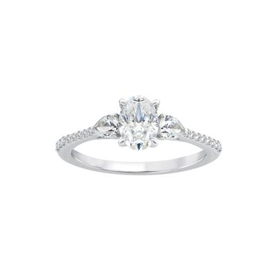 Lab Grown Diamond Three-Stone Engagement Ring in 10K White Gold (1 ct. tw.)