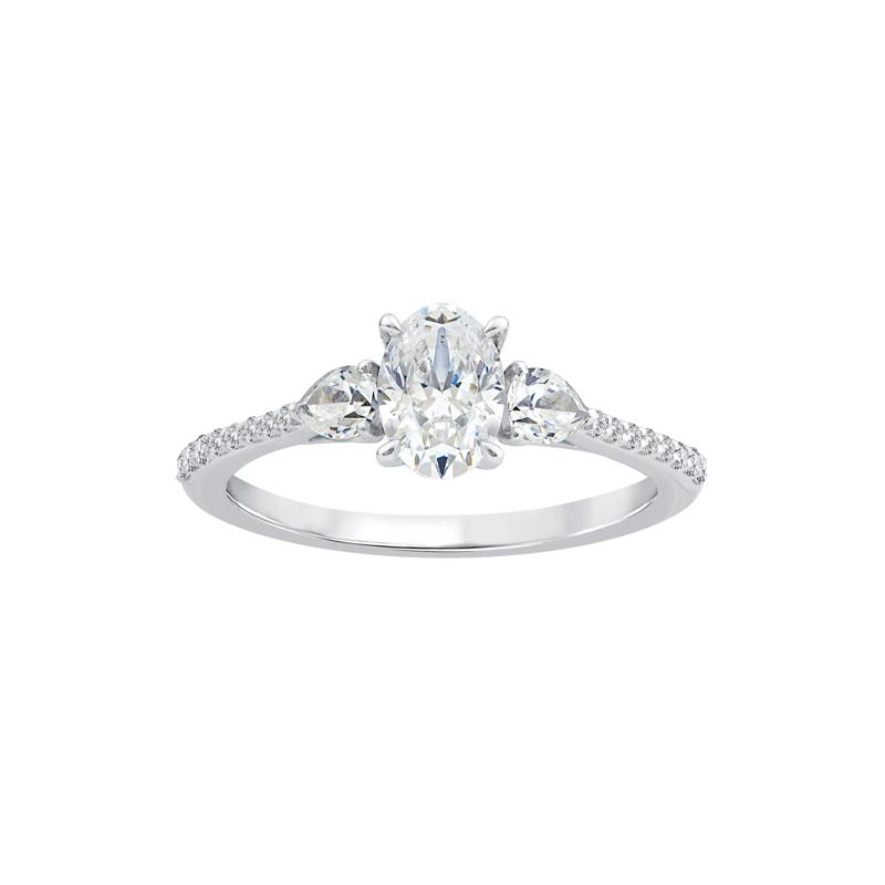 Lab Grown Diamond Three-Stone Engagement Ring in 10K White Gold (1 ct. tw.) – Image 1 of 3