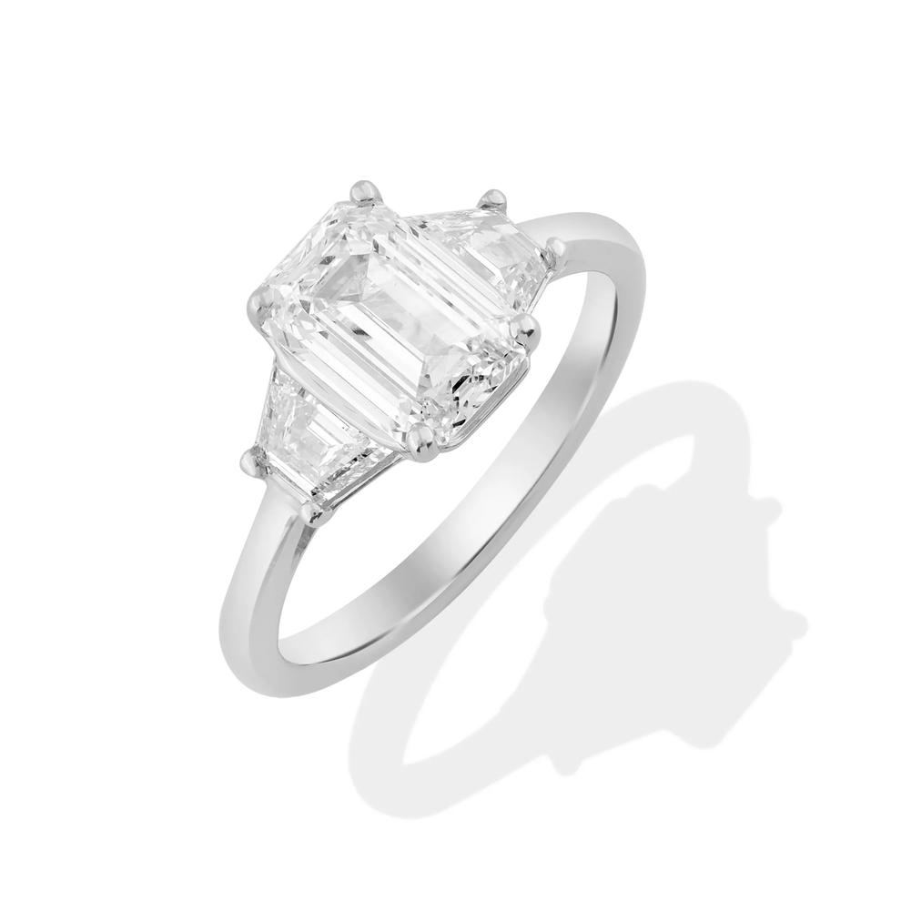 Lab Grown Diamond Emerald-Cut Center Engagement Ring in 14K White Gold (2 3/4 ct. tw.) – Image 4 of 4
