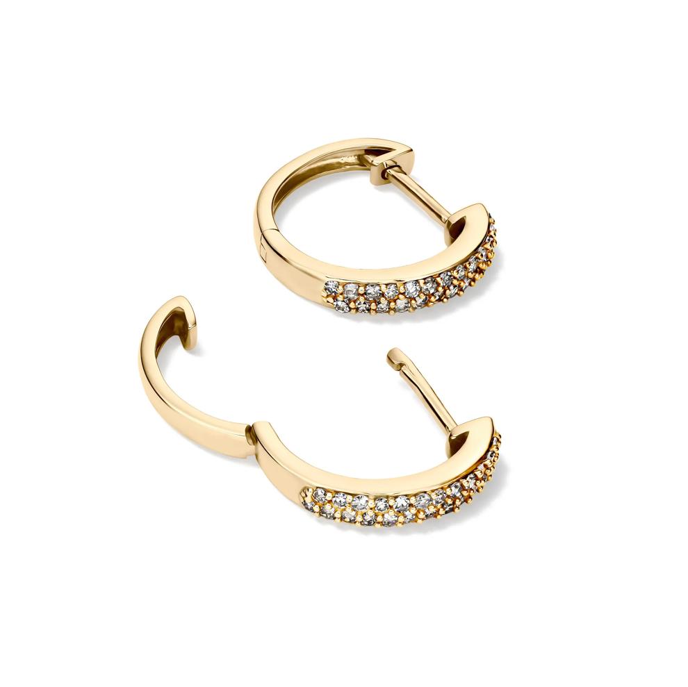 1/4 ct. tw. Diamond Hoop Earrings in 10K Yellow Gold – Image 2 of 2