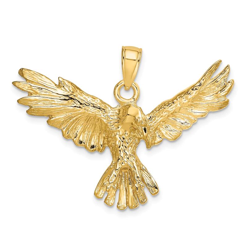 Textured Flying Eagle Pendant in 14K Yellow Gold – Image 1 of 2