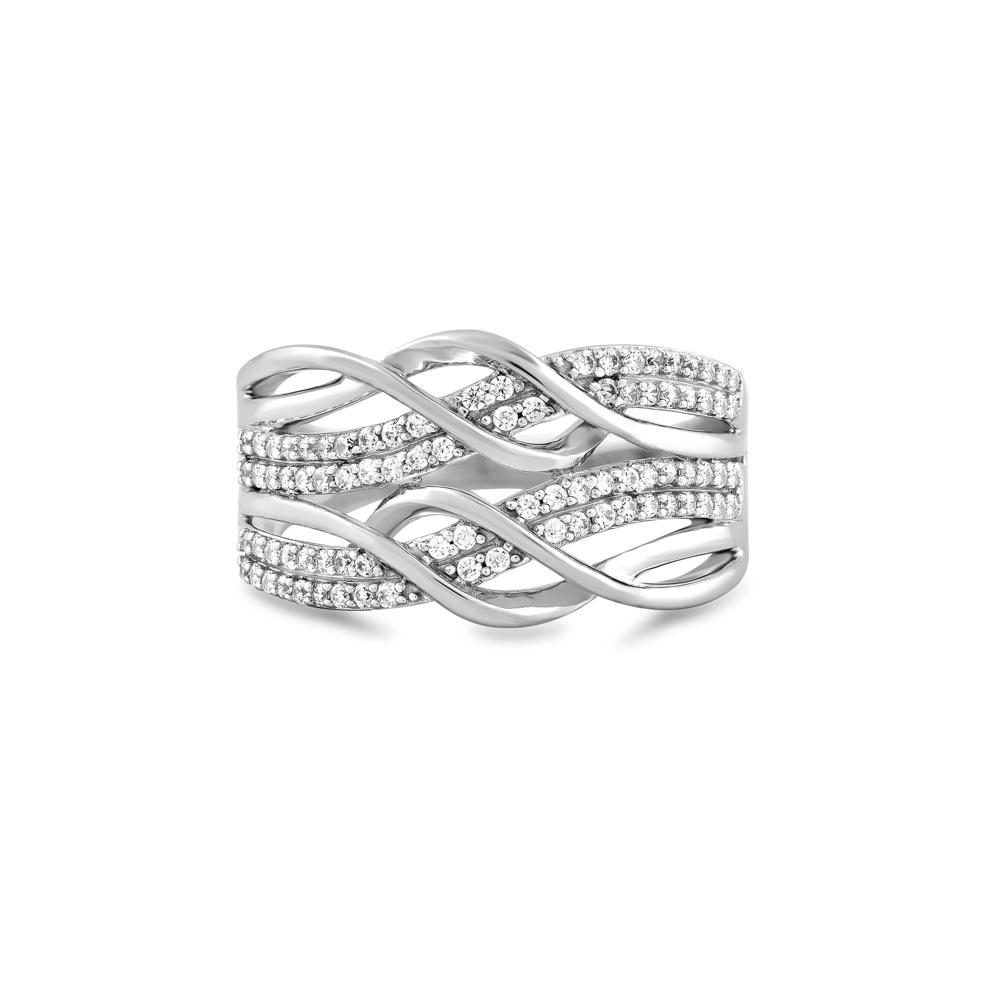 Diamond Two-Row Wrap Ring in Sterling Silver (1/3 ct. tw.) – Image 1 of 5