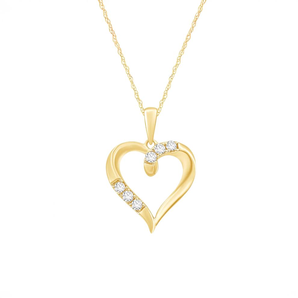 Diamond Heart Pendant Necklace in 10K Yellow Gold (1/5 ct. tw.) – Image 1 of 3