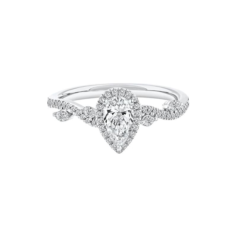 Pear-Shaped Diamond Engagement Ring with Halo in 14K White Gold &#40;3/4 ct. tw.&#41; – Image 1 of 4