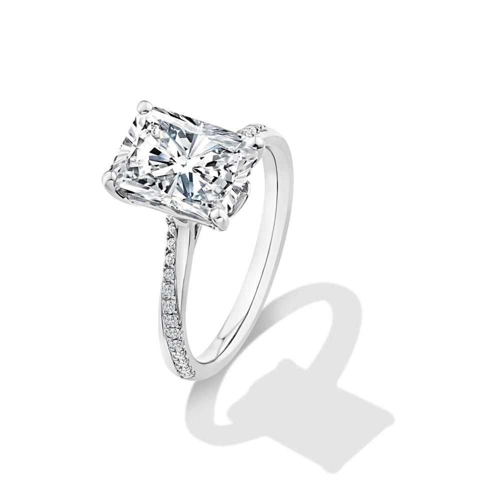 Lab Grown Diamond Radiant-Cut Center Engagement Ring in Platinum (3 1/5 ct. tw.) – Image 4 of 4