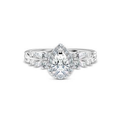Diamond Pear-Shaped Halo Engagement Ring in 14K White Gold (3/4 ct. tw.)