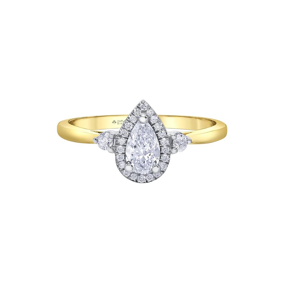 Pear-Shaped Diamond Halo Engagement Ring in 14K Yellow Gold (3/4 ct. tw.) – Image 1 of 7