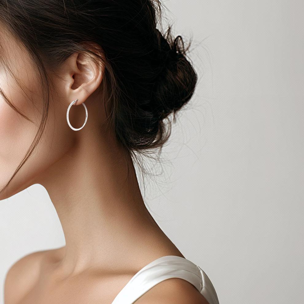 Diamond Hoop Earrings in Sterling Silver – Image 3 of 3