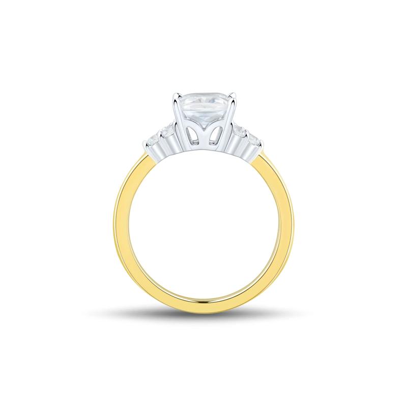 Lab Grown Diamond Radiant-Cut and Round Engagement Ring in 14K Yellow and White Gold &#40;2 1/4 ct. tw.&#41; – Image 2 of 3