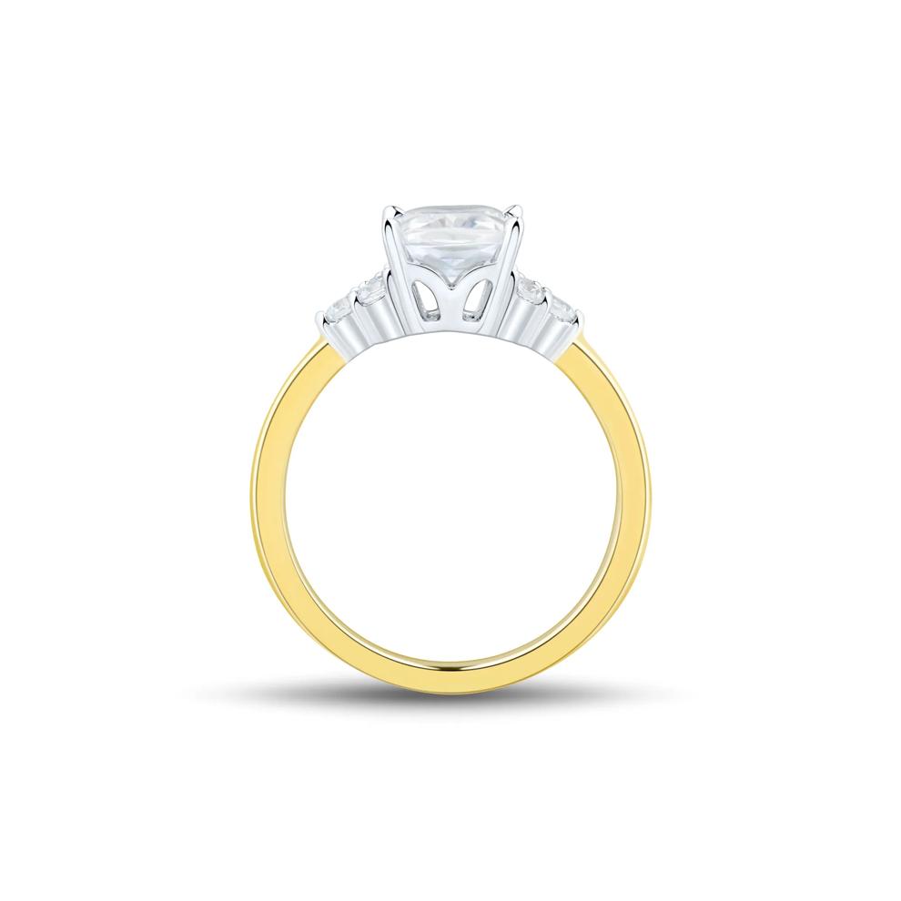 Lab Grown Diamond Radiant-Cut and Round Engagement Ring in 14K Yellow and White Gold (2 1/4 ct. tw.) – Image 2 of 3