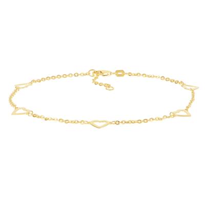 Open Heart Anklet in 10K Yellow Gold, 10"